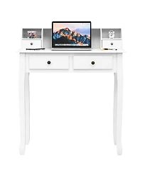 Gouun Writing Desk with 4 Drawers, Mdf and Candlenut Wood