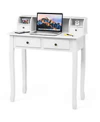 Gouun Writing Desk with 4 Drawers, Mdf and Candlenut Wood