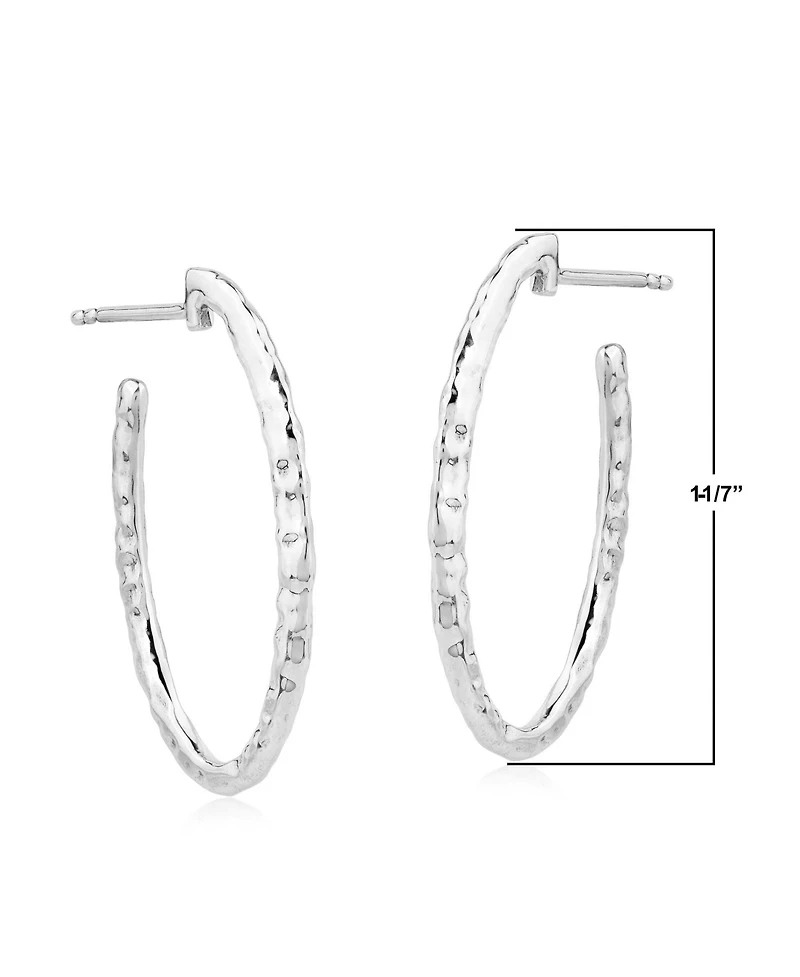 American West Jewelry Sterling Textured Oval Hoop Earrings