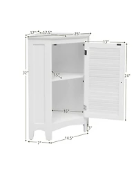 Gymax Corner Storage Cabinet Free Standing Bathroom Cabinet w/ Shutter Door