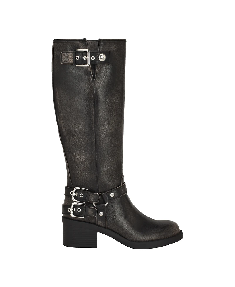 Guess Women's Matley Tumbled Buckle Harness Moto Boots