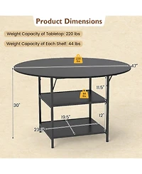 Gymax Round Dining Table for w/2-Tier Storage Shelves and Heavy-Duty Metal Frame