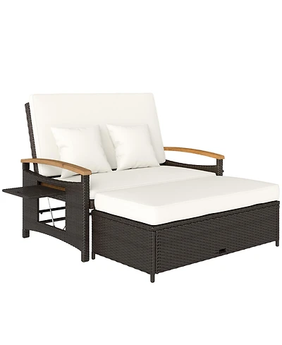 Outsunny Rat Outdoor Daybed w/4-Level Adjustable Backrest,