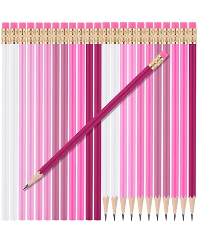 Round Pencils Eraser Hb Graphite Drawing Sketching School Supplies 24 pieces