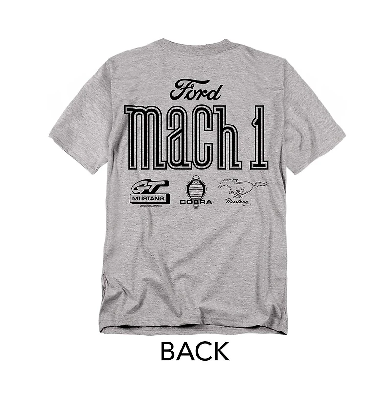 Mustang Men's Ford Mach 1 Logos Front Back T-Shirt