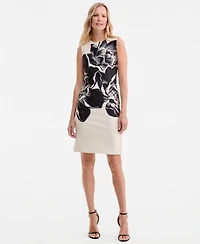 Anne Klein Women's Scuba Placed-Printed Sheath Dress