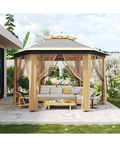 gaomon Hexagonal Pop Up Gazebo Canopy Shelter for Backyard, Garden, Lawn