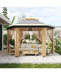 gaomon Hexagonal Pop Up Gazebo Canopy Shelter for Backyard, Garden, Lawn