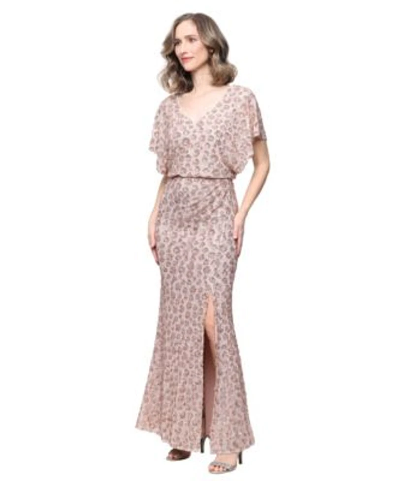 Alex Evenings Womens Sequin Blouson Dress