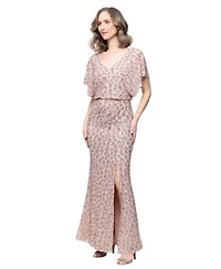 Alex Evenings Womens Sequin Blouson Dress