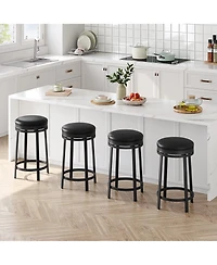 homfan 4 Pack 24 Inch Swivel Counter Height Bar Stools, Metal Frame Footrest Modern Bar Chairs for Kitchen Island Dining Room