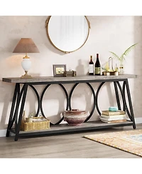 Tribesigns 70.9 inch Extra Long Console Table, Industrial Sofa Table Behind Couch with 2 Tier Storage Shelf, Narrow Entryway Hallway Accent