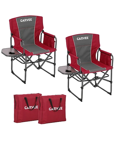 gaomon 2 Pack Outdoor Oversized Director's Camping Chairs, Portable Lounge Chair for Beach, Fishing, Picnic