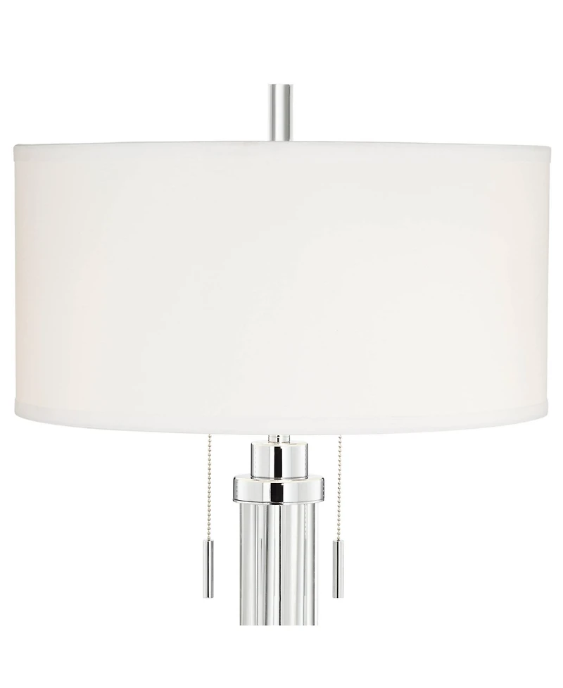 Possini Euro Design Cadence Modern Table Lamp with Square Riser 31 1/2" Tall Glass Column White Shade for Bedroom Living Room Bedside Office Family