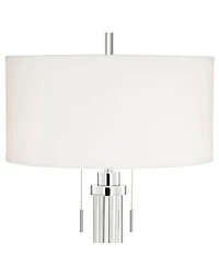 Possini Euro Design Cadence Modern Table Lamp with Square Riser 31 1/2" Tall Glass Column White Shade for Bedroom Living Room Bedside Office Family