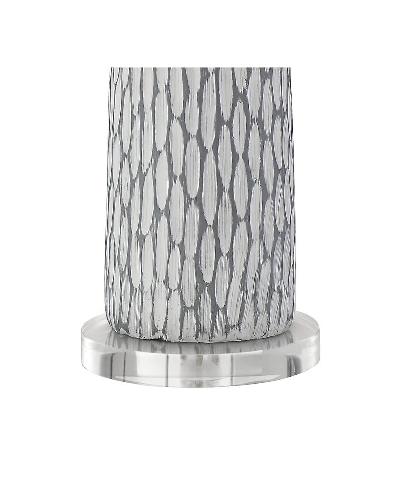 360 Lighting Patrick Modern Coastal Table Lamp with Round Riser 27 1/4" Tall Gray White Wash Ceramic Drum Fabric Shade for Bedroom Living Room Home