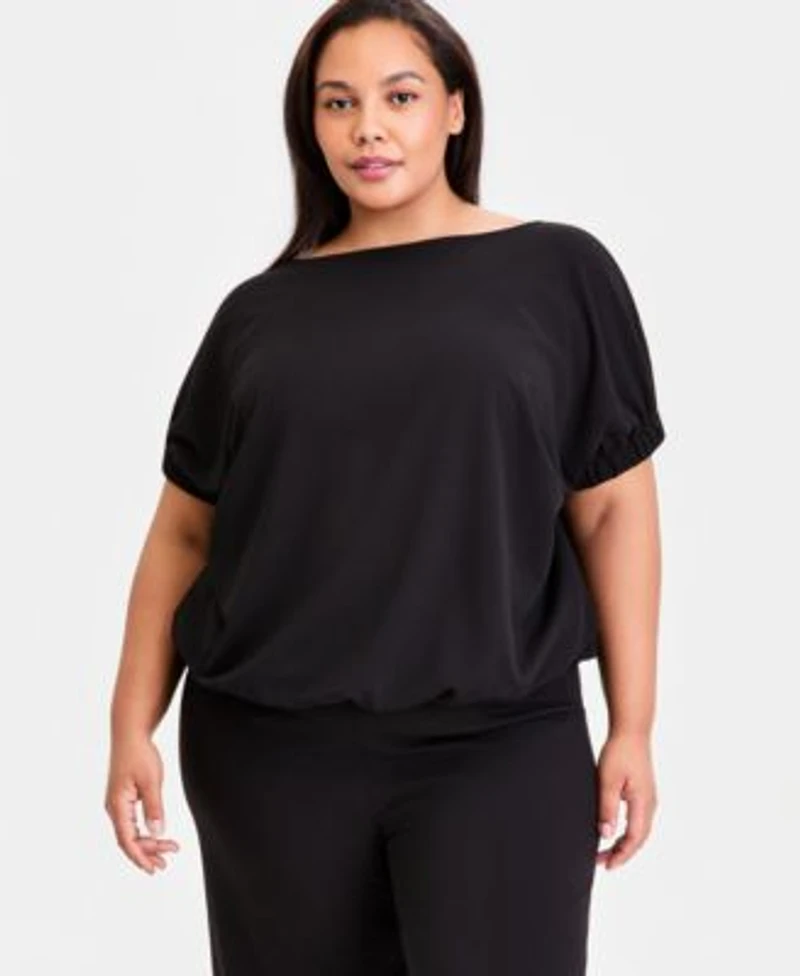 Anne Klein Plus Size Boat Neck Dolman Sleeve Top High Rise Wide Leg Pants