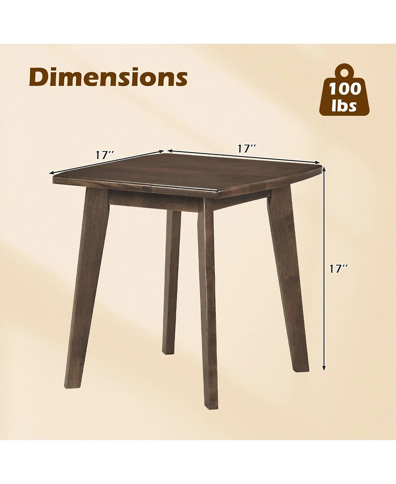 Gymax 17'' Solid Wood Side Table w/Thickened Top and Curved Edge for Living Room Bedroom