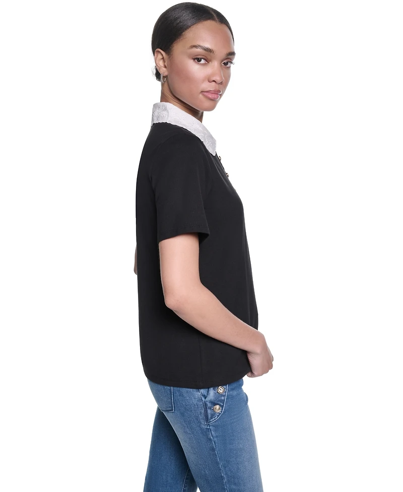 Karl Lagerfeld Paris Petite Short-Sleeve Top