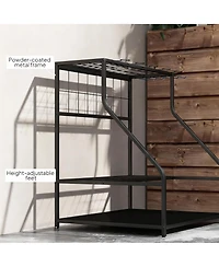 Yigii 3-Tier Garden Tool Rack: Organize 20+ Tools, Hooks, Shovel, Rake, Rust-Resistant Metal