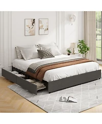 gaomon King Size Platform Bed Frame with 4 Storage Drawers,No Fixed Headboard