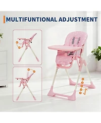 gaomon Baby High Chair, Foldable Feeding Chairs for Babies and Toddlers, Adjustable Height/Backrest/Footrest, Removable Tray, Fast Folding