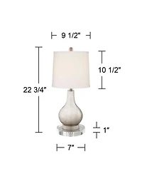 360 Lighting Ledger Modern Accent Table Lamps Set of 2 with Round Risers 22 3/4" High Mercury Glass Led Nightlight Fabric Drum Shade for Living Room