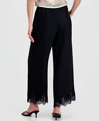 On 34th Women's Crinkle Satin Lace-Hem Pull-On Pants, Macy's Exclusive