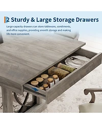 homfan 71 In Dining Table for 6-8 with 2 Drawers, Rectangular Kitchen Table with Metal Frame and Wood-Look Top