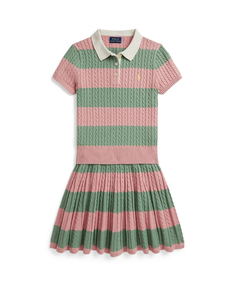 Polo Ralph Lauren Girls' 7-16 Short-Sleeve Sweater and Skirt, 2-Piece Set