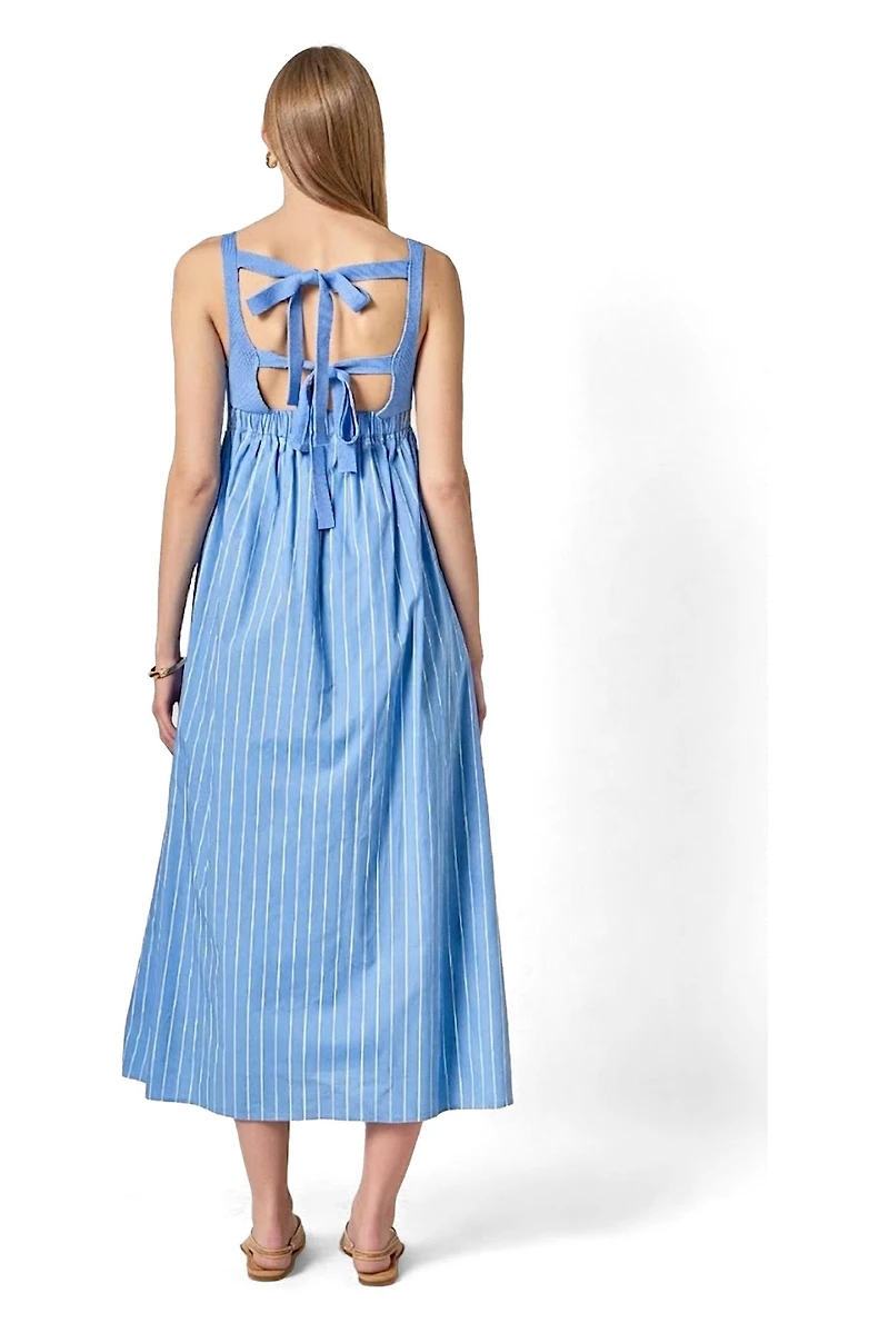 English Factory Women's Tie Back Knit Combo Striped Maxi Dress