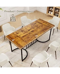 Gymax Large Dining Table for 6-8 People Rectangular Kitchen Table Dinette Table