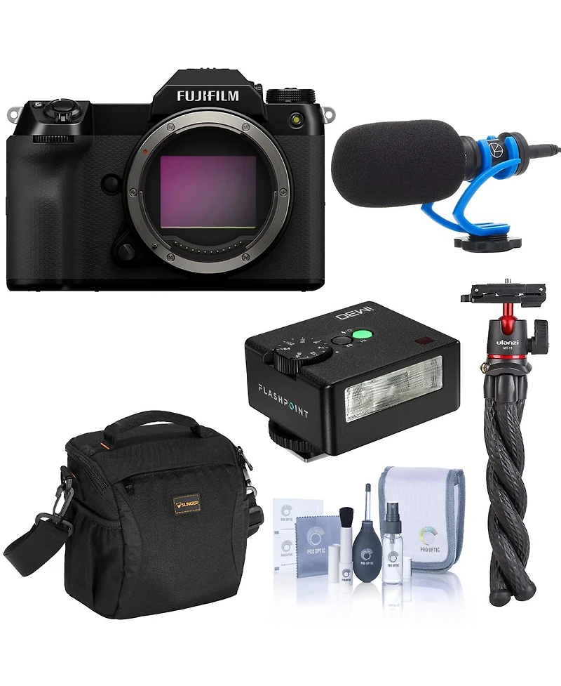 Fujifilm Gfx 100S Ii Medium Format Mirrorless Camera, Bundle with TASC300 Condenser Shotgun Microphone, Mt-11 Octopus Tripod, iM30 Mini Flash
