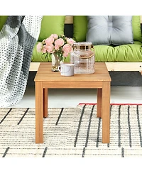 Gymax 2PCS Wooden Square Side End Table Patio Coffee Bistro Table Indoor Outdoor