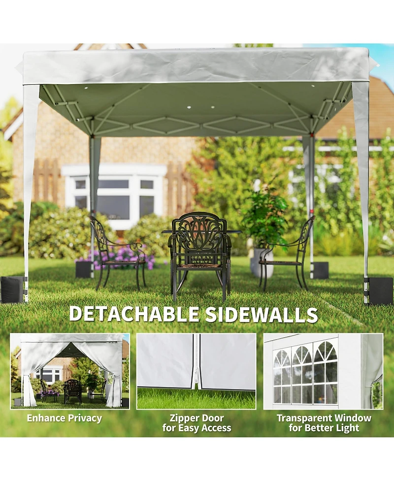 Outsunny 10 x 10 ft Pop Up Canopy Tent with Sides, UPF50+ Inst Canopy