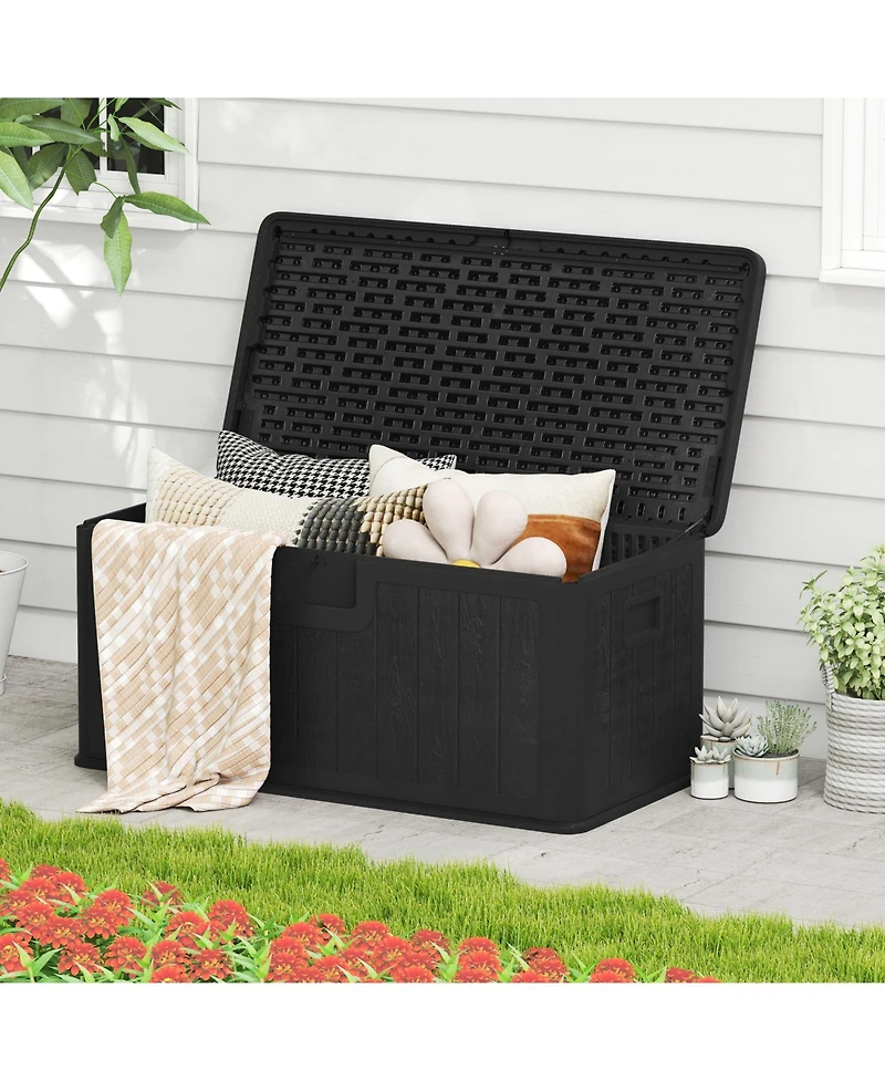 Sugift 100 Gallon Deck Storage Box with Lockable Lid for Patio