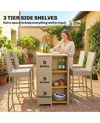 Outsunny Outdoor Bar Set, 3 Tier Height Patio Table and Chairs,