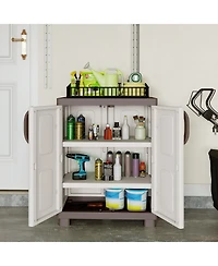Costway Storage Cabinet, Freestanding Buffet Cabinet Sideboard with 2 Doors and Shelves