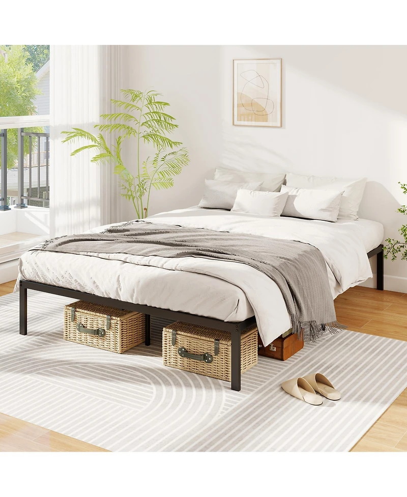 Gymax Metal Bed Frame Heavy Duty Support Slats Mattress Foundation