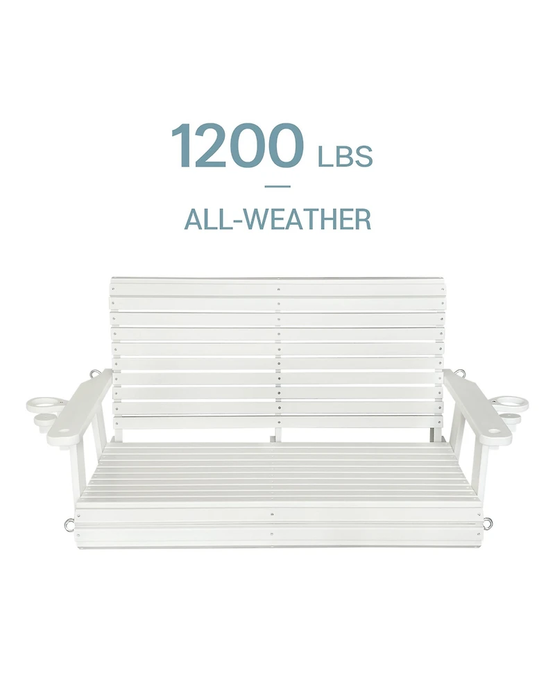 Mega Casa 2 Seater 4 Ft Hdpe Porch Swing with 18/8 Stainless Steel Bolts, Ergonomic Design, Ultra Weather-Resistant, for Outdoor Patio Garden Yard