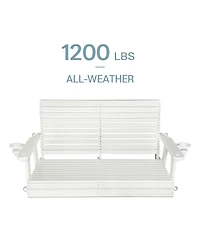 Mega Casa 2 Seater 4 Ft Hdpe Porch Swing with 18/8 Stainless Steel Bolts, Ergonomic Design, Ultra Weather-Resistant, for Outdoor Patio Garden Yard