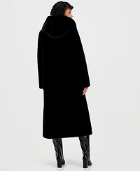 Jones New York Women's Maxi Hooded Faux Fur Coat