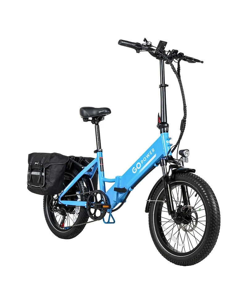 GoPowerBike GoPlus Folding Electric Bike | 20" Fat Tire eBike 500W Motor, 20mph Top Speed 45+ Mile Range, 5 Pedal-Assist Levels Removable B