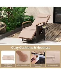 Slickblue Outdoor Wicker Reclining Chair with Adjustable Backrest and Extendable Footrest