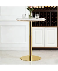flynama Rock Slab Bar Table with Gold Base and Legs