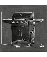 Yiortwo 4+1 Burner Liquid Propane Gas Grill with Side Burner, Wheels and Storage Cabinet