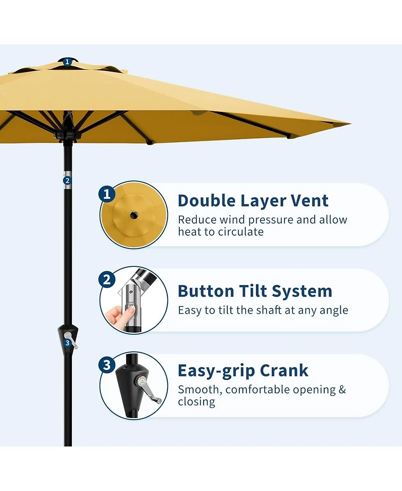 gaomon 9FT Patio Umbrella with Smooth Crank Lift Uv Protection Waterproof for Pool, Deck, Yard, Garden (No Base)