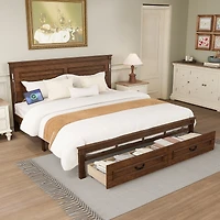 Streamdale Furniture Led Storage Bed with Usb, Pinewood Frame