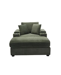 Streamdale Furniture Corduroy Chaise Lounge Sofa with Ottoman and Storage