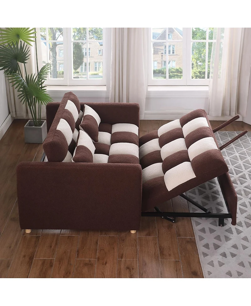 Streamdale Furniture 3-in-1 Sleeper Sofa Couch Bed, Small Teddy Convertible Loveseat Futon